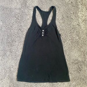 Splendid Black Henley Tank Top